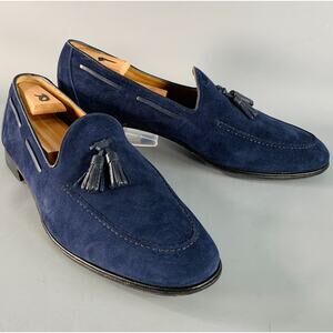 GRAVATI Size 11 Navy Suede Leather Tassels Loafers